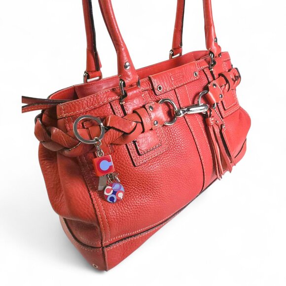 COACH Hamptons Large Satchel in burnt orange with tassel - Picture 2 of 16